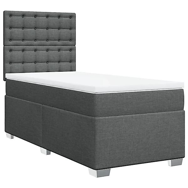 vidaXL Boxspringbett mit Matratze Dunkelgrau 90x200 cm Stoff 3290386 günstig online kaufen