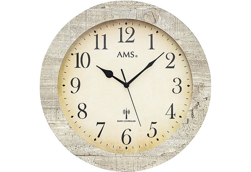 AMS Funkwanduhr F5561 (Made in Germany,Quarz,Holz,Wohnzimmer,Küche,Arbeitsz günstig online kaufen