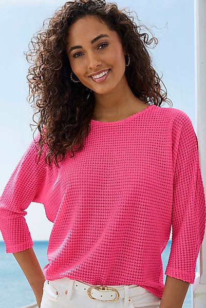 Vivance 3/4-Arm-Shirt "aus bügelfreiem Waffelstrick", aus bügelfreier Stric günstig online kaufen