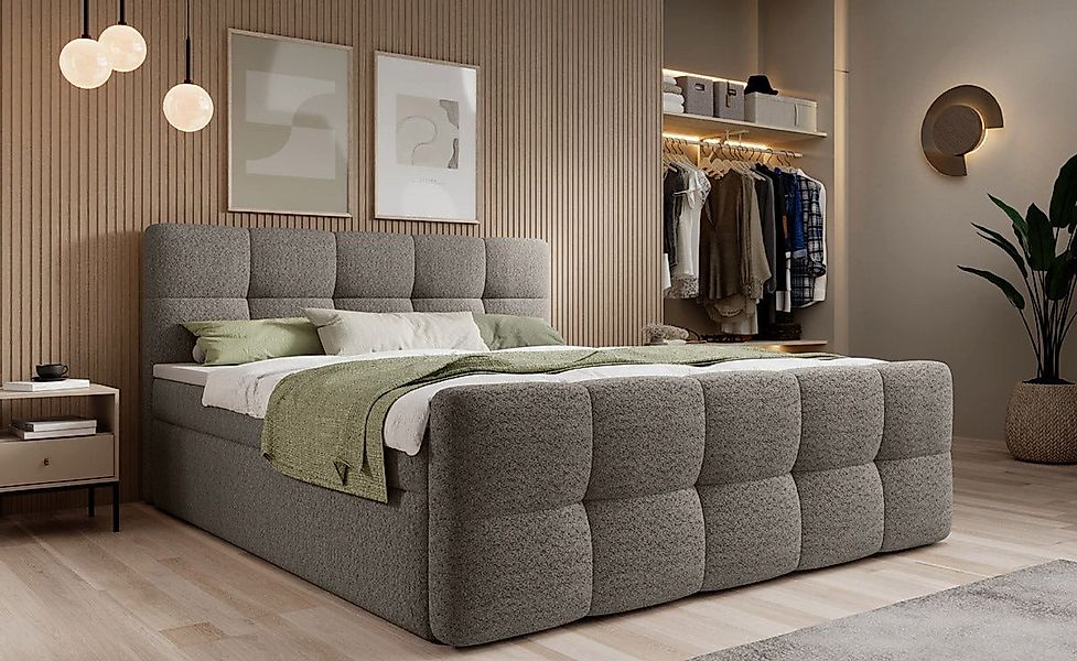 Luxusbetten24 Boxspringbett Cozy Bouclé, inklusive PU-Schaum Topper günstig online kaufen