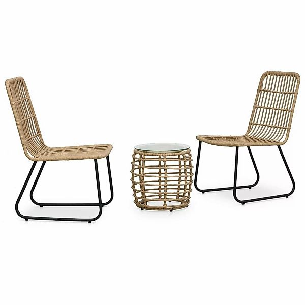 3-tlg. Bistro-set Poly Rattan Eiche günstig online kaufen