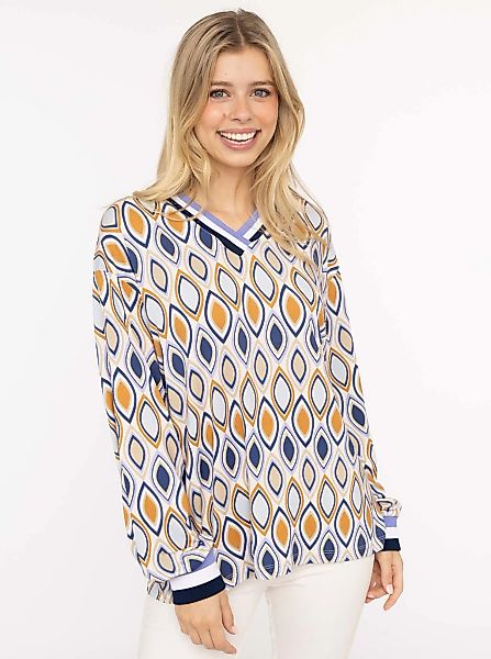 Zwillingsherz Blusenshirt ""Ornament"", langärmlige V-Neck Bluse mit Orname günstig online kaufen