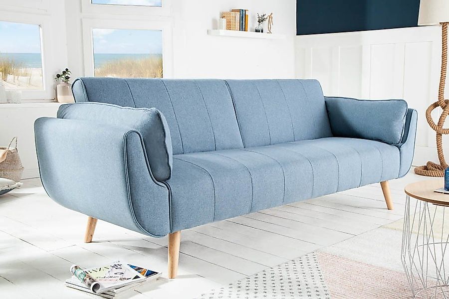 riess-ambiente Schlafsofa DIVANI 220cm hellblau / natur, Einzelartikel 1 Te günstig online kaufen