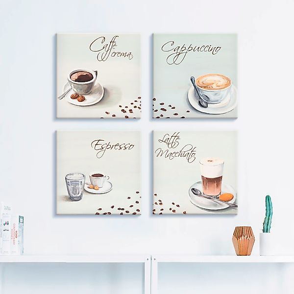 Artland Leinwandbild "Cappuccino Espresso Latte Macchiato", Getränke, (4 St günstig online kaufen