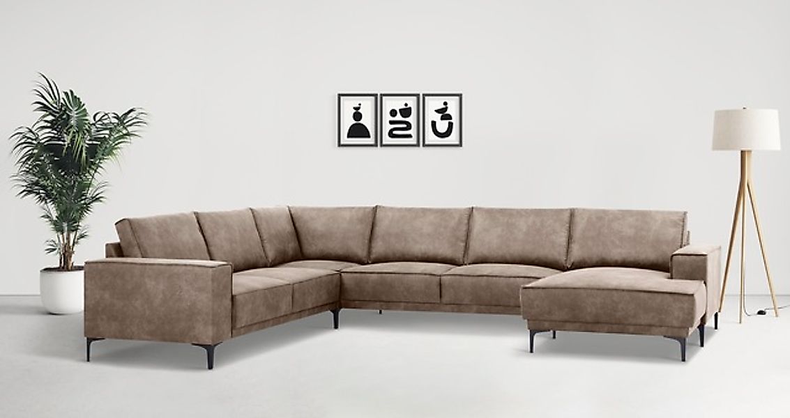 Places of Style Wohnlandschaft »XXL Sofa Oland, Struktur, Flachgewebe, Luxu günstig online kaufen