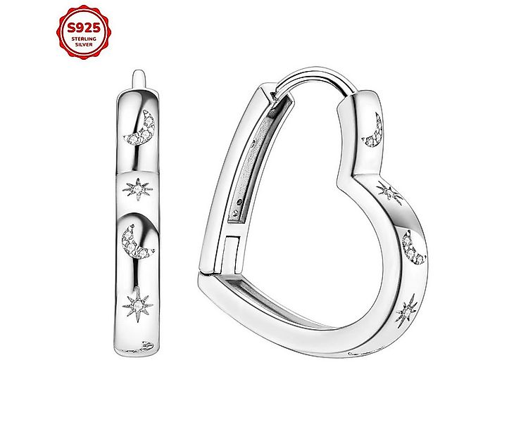 Taffstyle Paar Creolen Herz Ohrringe Creolen 925 Sterling Silber Edel Mond günstig online kaufen