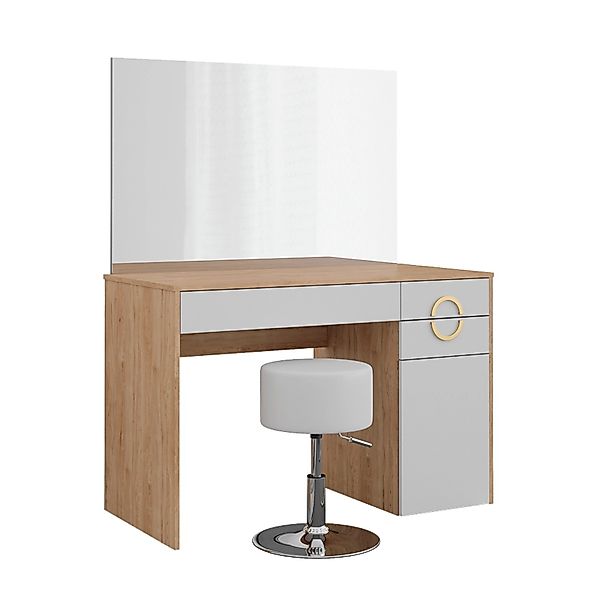 Vicco Schminktisch Adela Natural Rockford Hickory/Weiß 115 cm mit Hocker günstig online kaufen