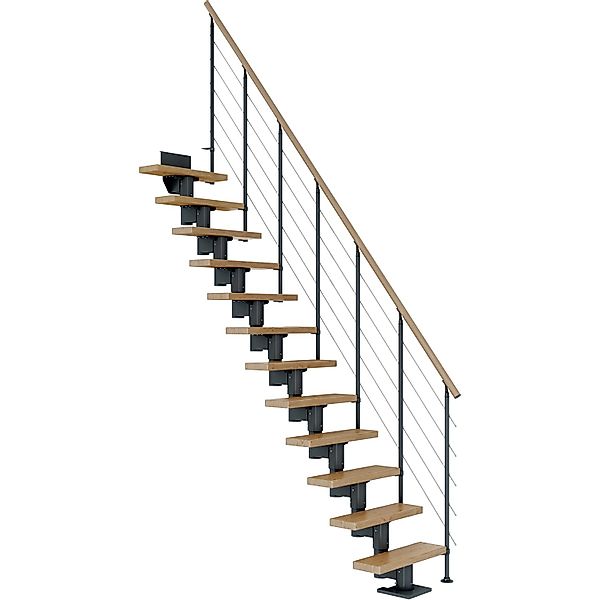 Dolle Mittelholmtreppe Dublin Eiche Anthrazit GH bis 270 cm Gerade 65 cm FS günstig online kaufen