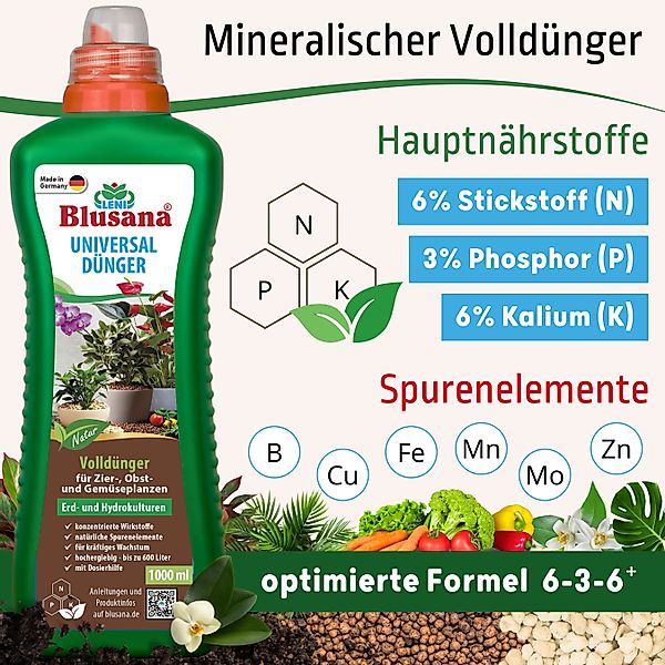 Blusana Pflanzendünger Universal Flüssigdünger NPK 6-3-6 günstig online kaufen