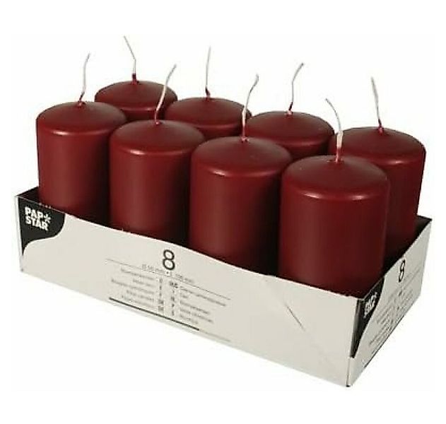 PAPSTAR Stumpenkerze 8 Stumpenkerzen bordeaux günstig online kaufen