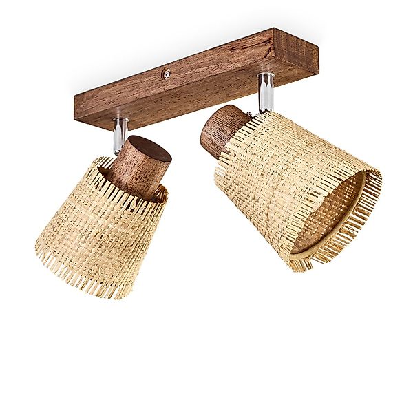 hofstein Deckenleuchte moderne Deckenlampe aus Holz/Metall/Bast günstig online kaufen