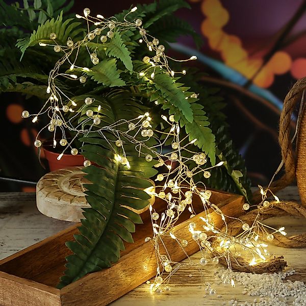 MARELIDA LED-Lichterkette Perlen weiß Cluster Dekolichterkette günstig online kaufen