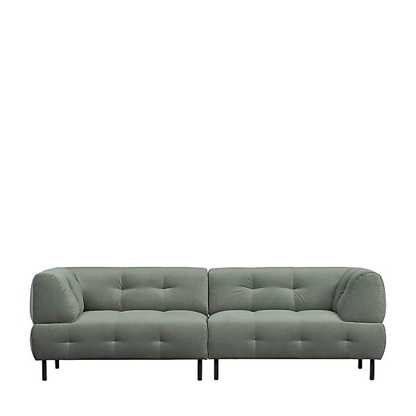 Wohnzimmer Sofa in Graugrün Samt Schwarz günstig online kaufen