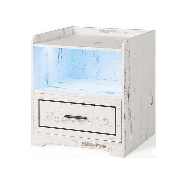 Costway Nachttisch mit Led Licht Weiß günstig online kaufen