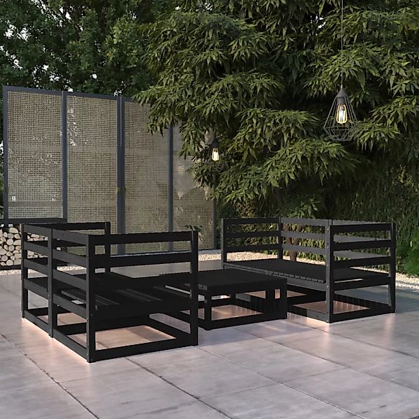 5-tlg. Garten-lounge-set Schwarz Massivholz Kiefer günstig online kaufen