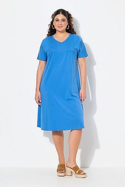 Ulla Popken Jerseykleid Jerseykleid Biesen A-Linie V-Ausschnitt Halbarm günstig online kaufen