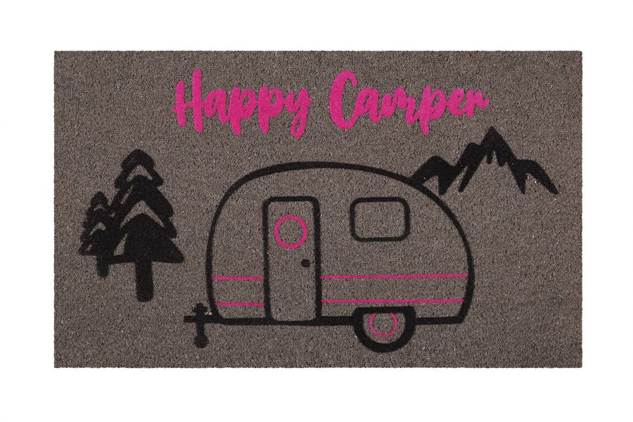 Wecon home Fußmatte "Happy Camper" rechteckig 18 mm Höhe rutschfest, robust günstig online kaufen