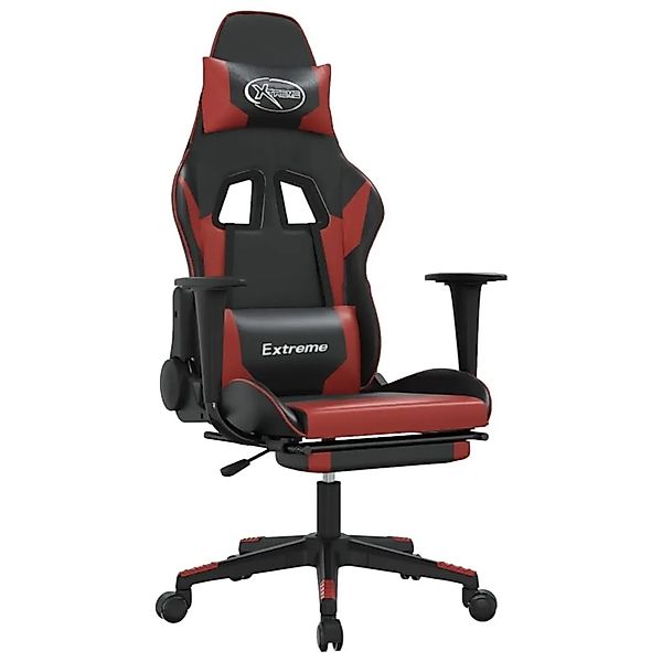 vidaXL Gaming-Stuhl mit Massage & Fußstütze Schwarz Weinrot Kunstleder 3454 günstig online kaufen