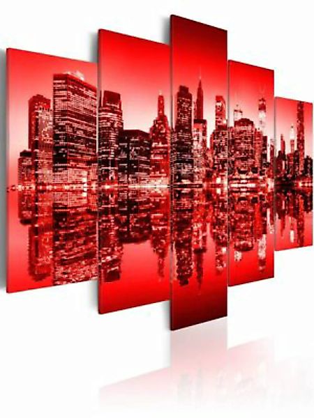 artgeist Wandbild Rotes Licht über New York - 5 Teile rot Gr. 200 x 100 günstig online kaufen