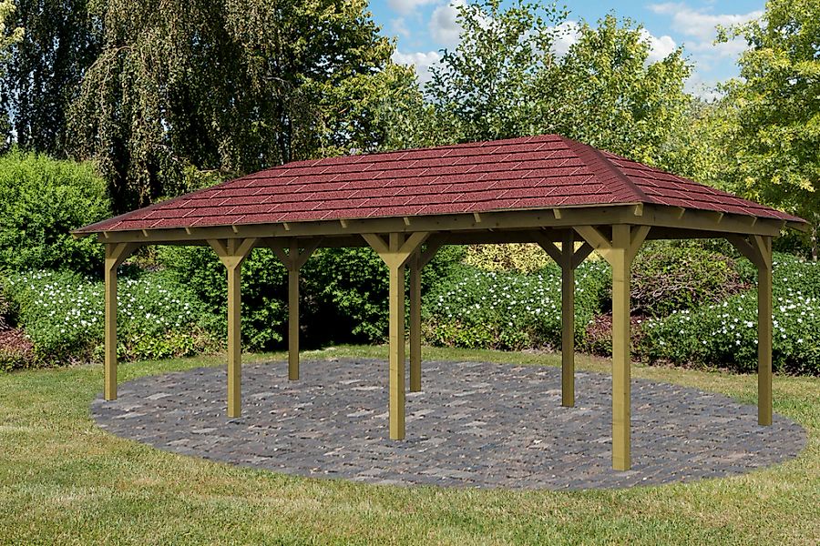 Karibu Pavillon "Mailand 2" BxT: 345x696 cm, inkl. Dachschindeln und Pfoste günstig online kaufen