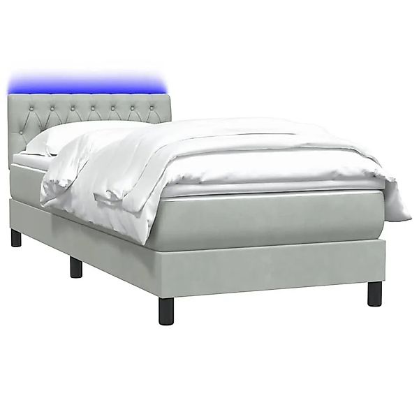 vidaXL Boxspringbett mit Matratze und LED Hellgrau 90x220 cm Samt 3317199 günstig online kaufen