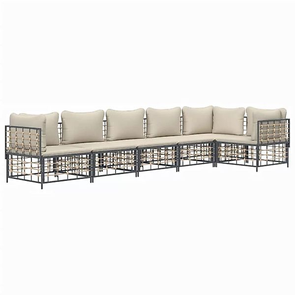 Vidaxl 6-tlg. Garten-lounge-set Mit Kissen Anthrazit Poly Rattan günstig online kaufen