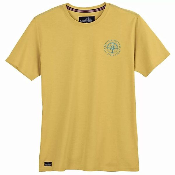 redfield Rundhalsshirt Große Größen Herren T-Shirt gelb kleiner Brustprint günstig online kaufen