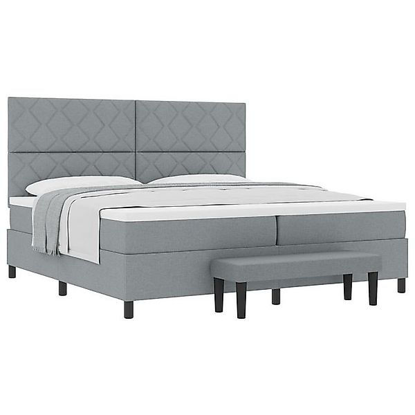 vidaXL Bett Boxspringbett mit Matratze & Bank Hellgrau 200x200 cm Stoff (2- günstig online kaufen