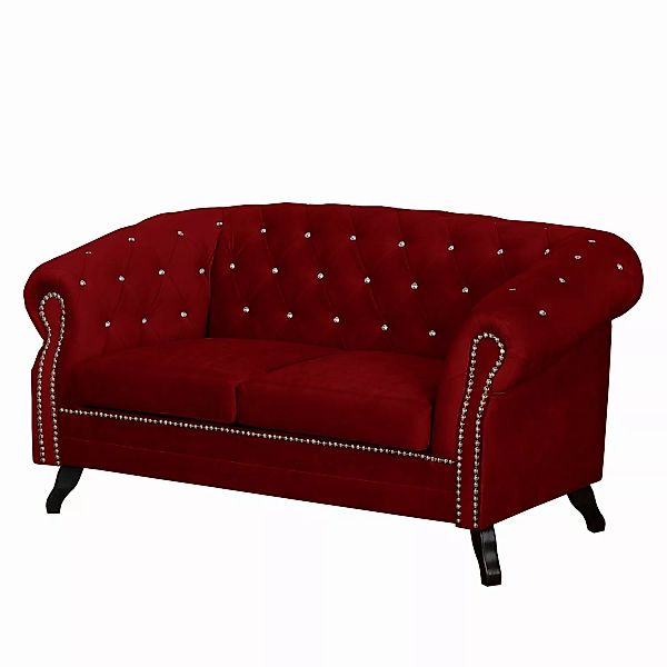 home24 Jack & Alice Sofa Benavente I 2-Sitzer Rot Microfaser 158x84x88 cm günstig online kaufen
