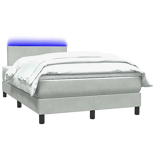 vidaXL Boxspringbett mit Matratze & LED Hellgrau 120x220 cm Samt 3316731 günstig online kaufen