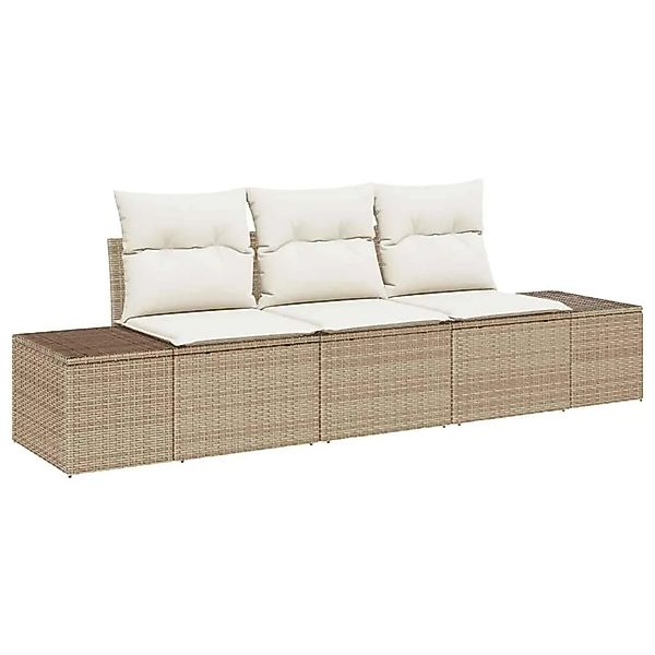 vidaXL Gartensofa-set mit Speicher 3-Tlg Beige und Creme Poly-Rattan 335559 günstig online kaufen