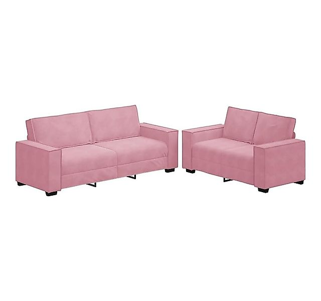 vidaXL Sofa 2-tlg. Sofagarnitur mit Kissen Rosa Samt günstig online kaufen
