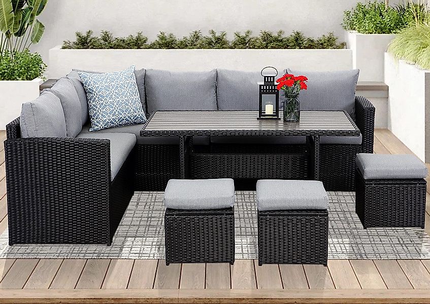 MeXo Gartenlounge-Set XXL mit Esstisch, Ecklounge günstig online kaufen