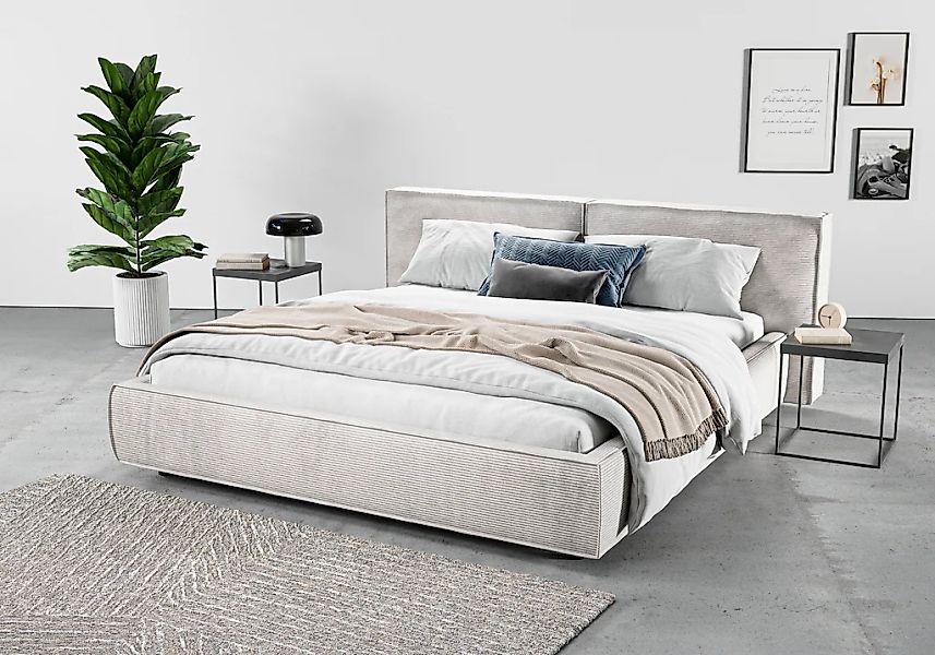 Home affaire Polsterbett "Adrina mit Biesenoptik, Feincord und Luxus-Microf günstig online kaufen