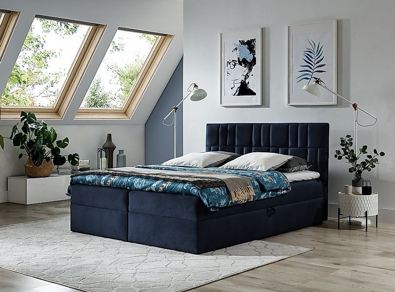 Fun Möbel Boxspringbett Boxspringbett Schlafzimmerbett CORTEZ in Stoff Dunk günstig online kaufen