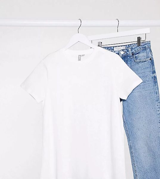 ASOS DESIGN Maternity – Ultimate – T-Shirt in Weiß aus Bio-Baumwolle mit Ru günstig online kaufen