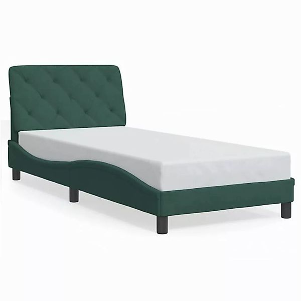 vidaXL Bett Bettgestell ohne Matratze Dunkelgrün 90x200 cm Samt günstig online kaufen