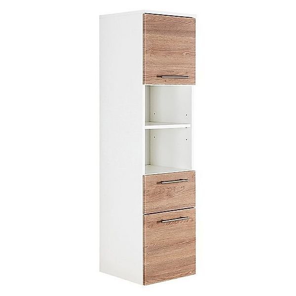 Lomadox Hochschrank LAGOS-02 Badmöbel 2 Türen und Schublade schwarz 35,2x13 günstig online kaufen