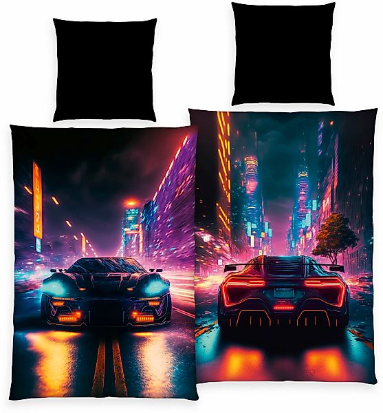 Herding Young Collection Bettwäsche "YC Neoncar" 2 Stk. mit coolem Motiv günstig online kaufen