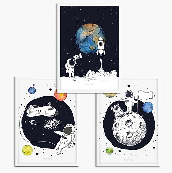 Sunnywall Poster Poster Kinderzimmer kleiner Astronaut günstig online kaufen