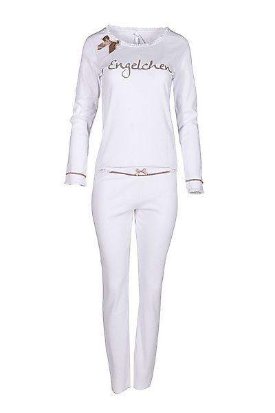 Louis & Louisa Pyjama Louis & Louisa Damen Pyjama Rippe "Engelchen", weiß günstig online kaufen