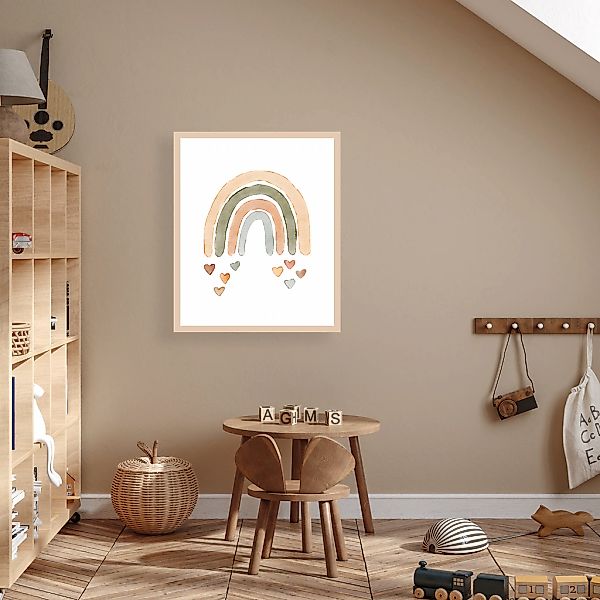 Lüttenhütt Bild mit Rahmen "oder Poster, Bunter Regenbogen mit Herzen", Fan günstig online kaufen