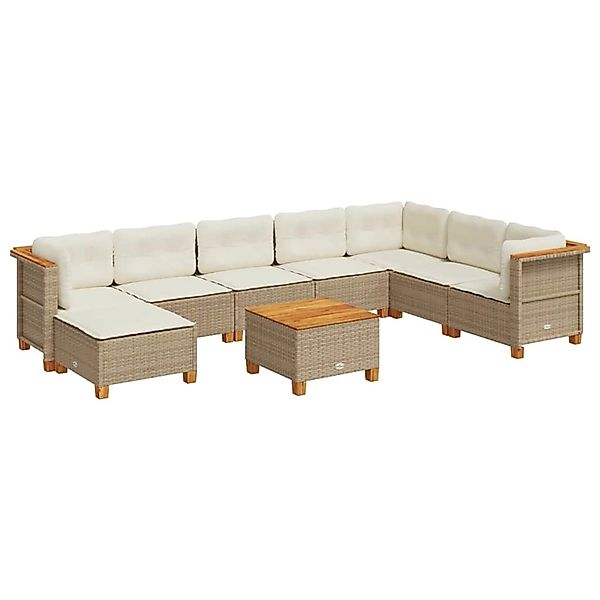 vidaXL 9-Tlg Garten-Sofagarnitur mit Kissen Beige Poly Rattan 3261961 günstig online kaufen