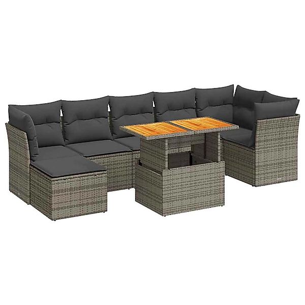 vidaXL 8-Tlg Garten-Sofagarnitur mit Kissen Grau Poly Rattan 3326958 günstig online kaufen