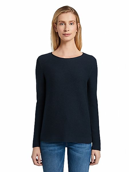TOM TAILOR Rundhalspullover "Regular" aus Rippstrick günstig online kaufen