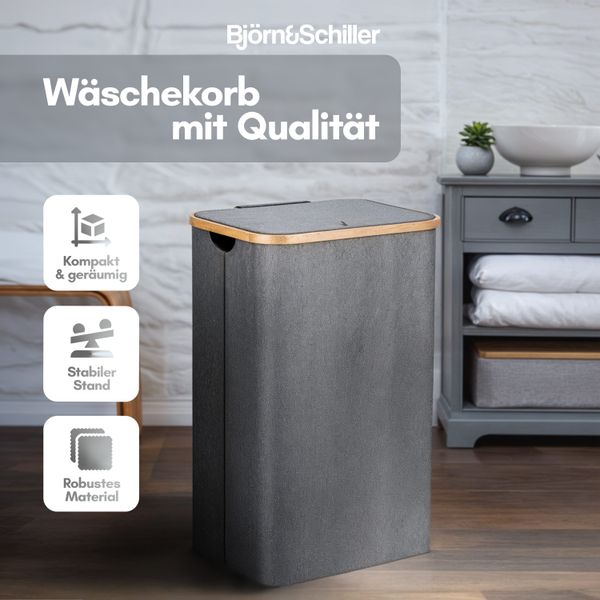 Björn&Schiller Wäschekorb Wäschesammler 2 Fächer grau günstig online kaufen