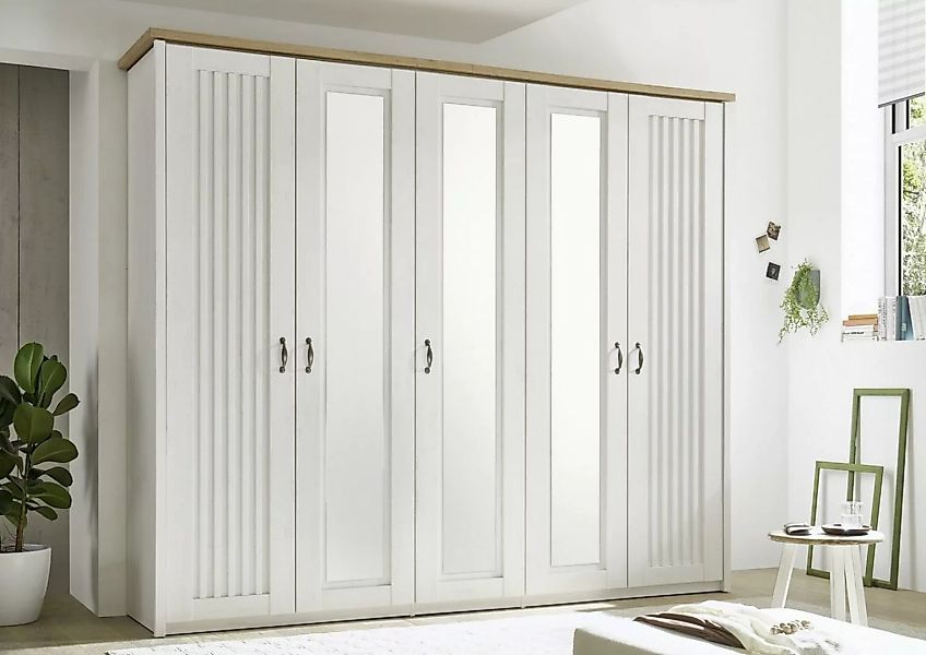 Empinio24 Kleiderschrank Trentino (1-St) Breite 265 cm, 5-türig, Pinie, Wei günstig online kaufen