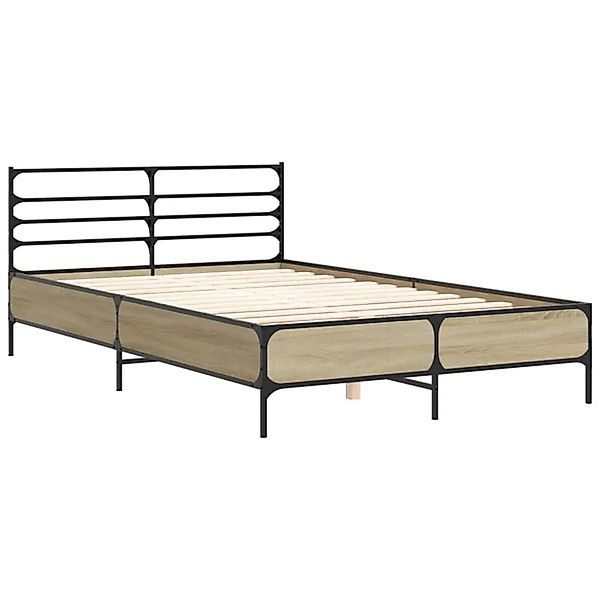 vidaXL Bettgestell Sonoma-Eiche 120x190 cm Holzwerkstoff und Metall 3280068 günstig online kaufen