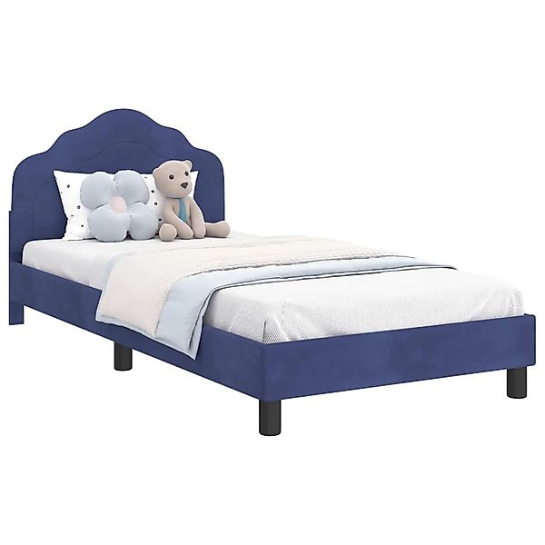 vidaXL Kinderbettgestell mit Kopfteil Polizeiblau 90 x 200 cm Samt 42010963 günstig online kaufen