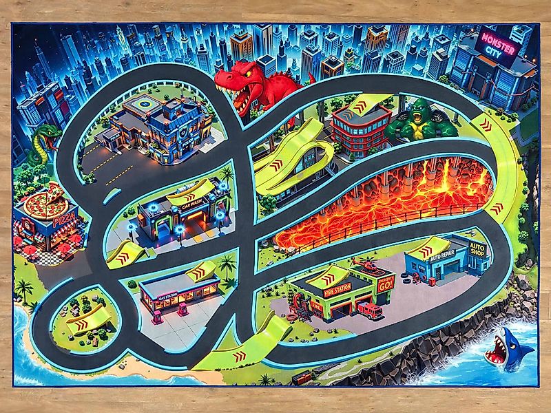 SkippiDoo Kinderteppich Straßenteppich Spielteppich Kinderzimmer Teppich günstig online kaufen